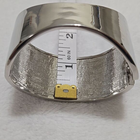 Black and Silver Hinged Bangle Bracelet - Picture 6 of 6